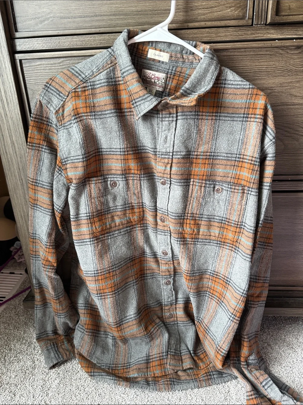J CrewClassic Plaid Men's Button-Up Shirt — Gray & Orange